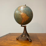 Antique Johnston Desk Globe on Ornate Cast Iron Base - 8" International Spherical - Claw Feet - W. & A.K.- Victorian Decor 