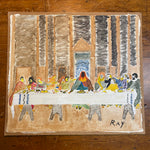 Rare Outside Art Painting of Last Supper Signed Ray - Folk Art Watercolor Paintings on Cardboard - Southern Artwork - Virginia Artist - Scarce