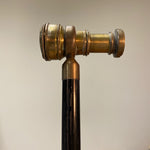 Antique Spyglass Walking Cane - Late 1800s - Rare Victorian French Telescoping Gadget Cane - Marked Paris - Ebony Brass System Stick - Telescoping