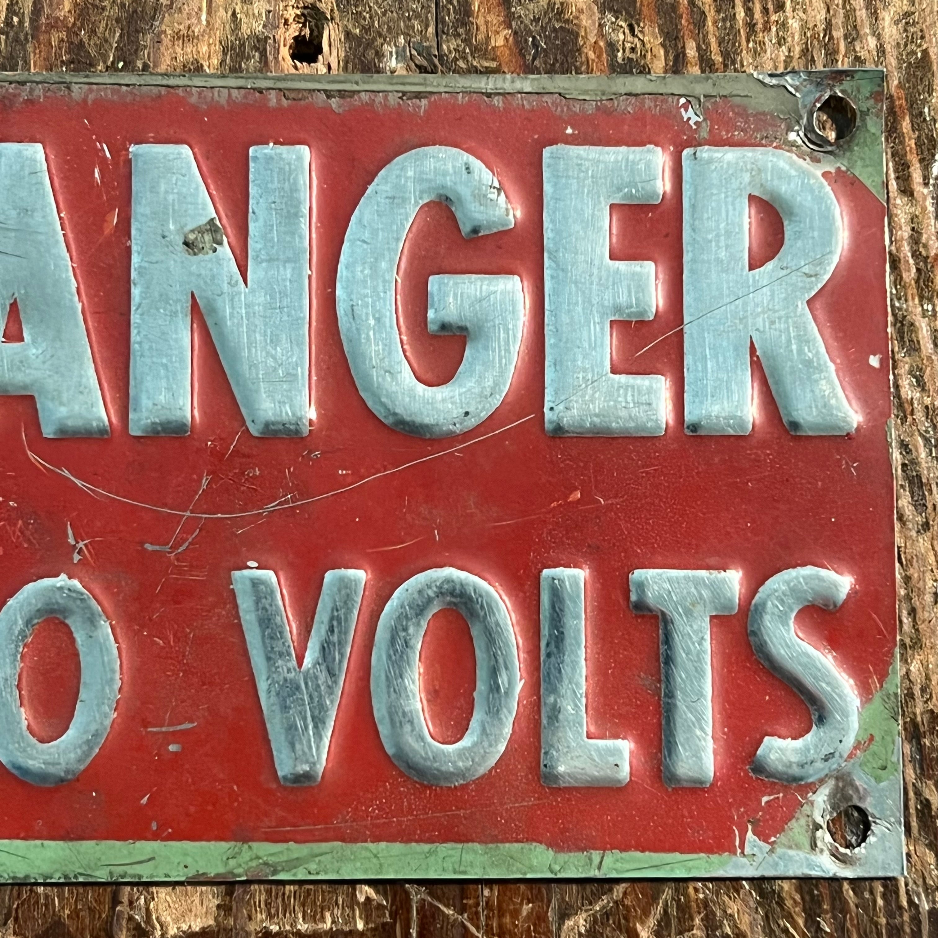 Vintage Locomotive Danger Signs | Set of 2 Red 600 Volts