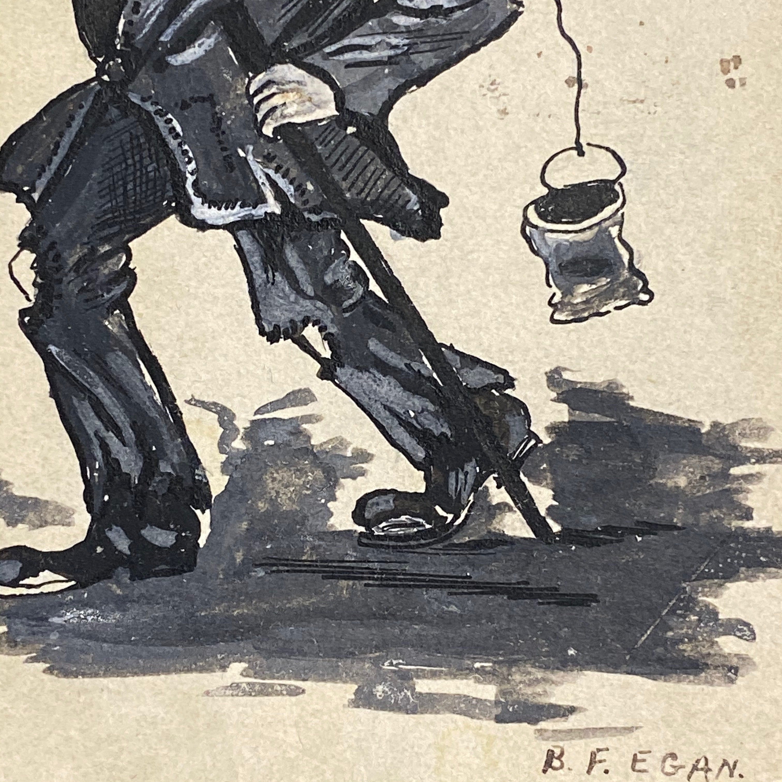 Original Hobo Painting on Card Stock | B.F. Egan