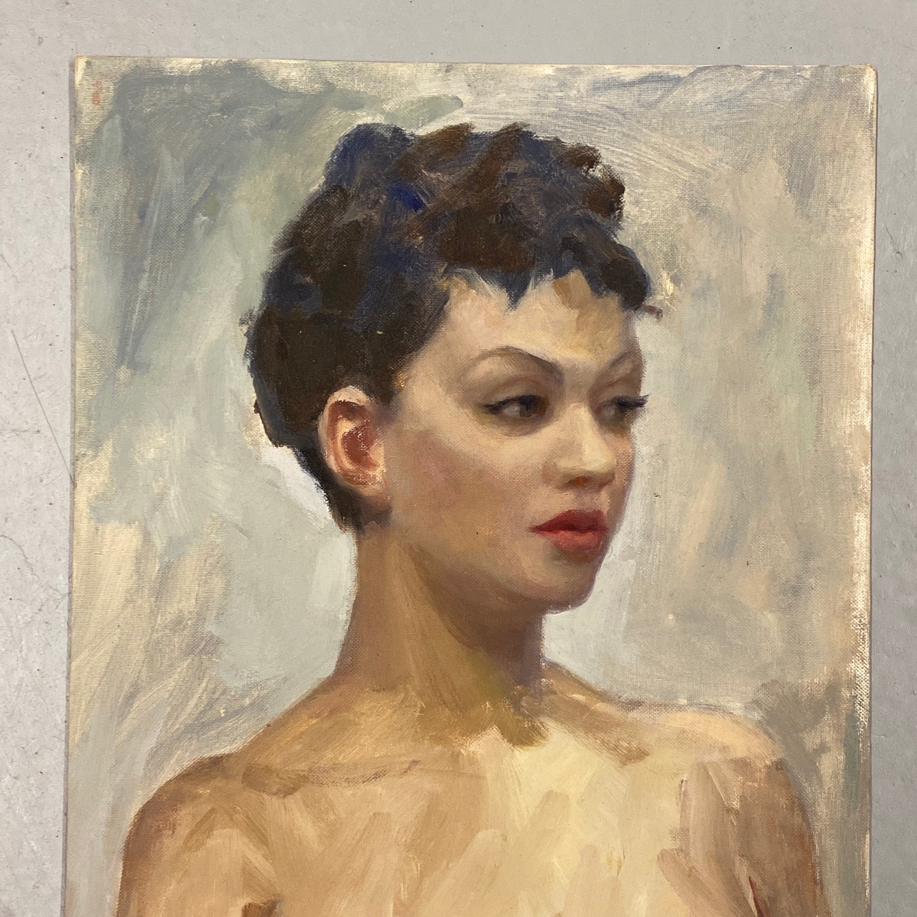 Vintage Nude Painting of African American Woman by Ozni Brown