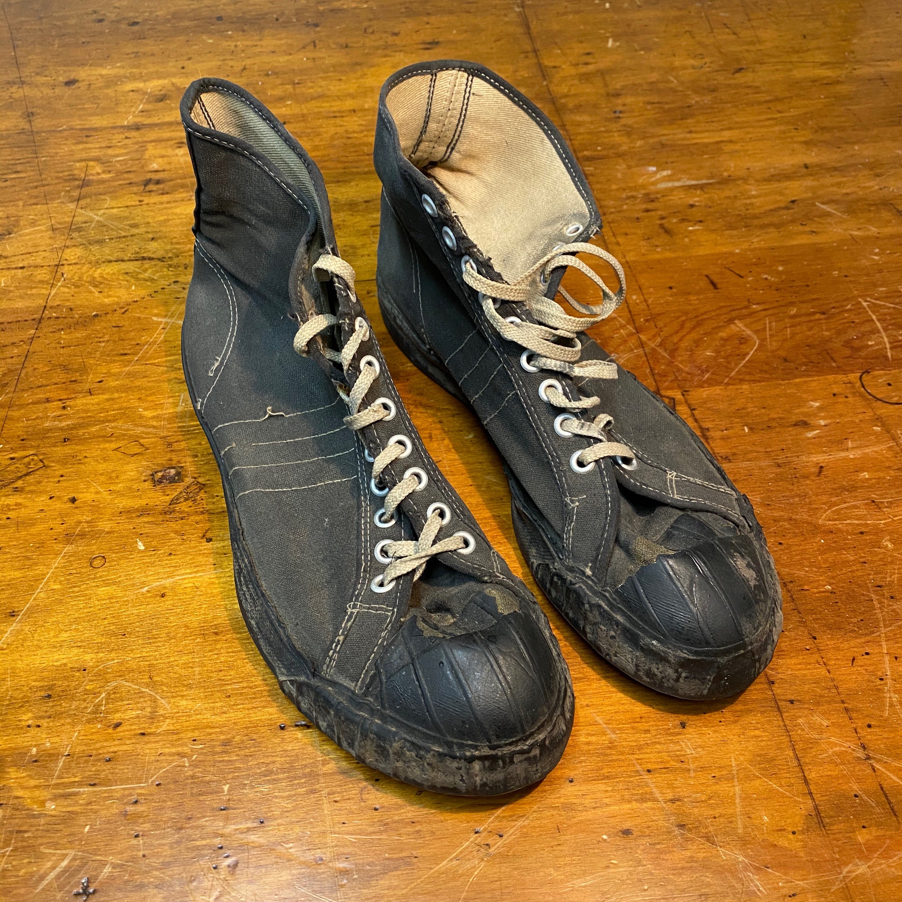 1940s Military Sneakers | Black Converse Style Adidas Stripes Mad Van Antiques 1940s Military Sneakers | Black Converse Style Adidas Stripes Mad Van Antiques