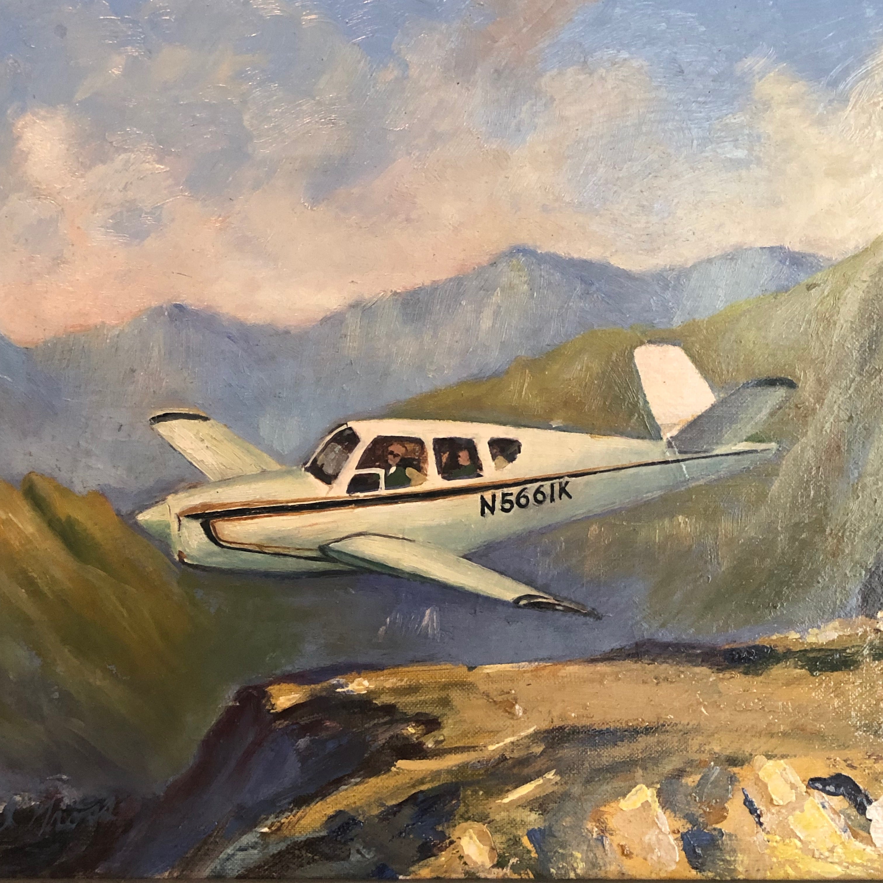 DB Cooper Artwork for Sale Painting by Earl Gross - Oil on Board - 1970s Signed by Listed Artist - "Wheels Up" - Notorious Unusual Art - Infamous Mystery