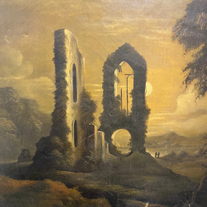 Gothic Oil Painting of Haunting Ruins | 19th Century Regionalist Art - M.E. Farr