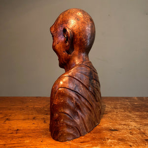 Chinese Wood Bust of Old Man | Turn of the Century