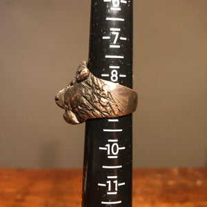 1940s Biker Ring of Lion's Head | Brass Size 8 1/2