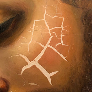 19th Century Painting of Christ with Craquelure Tattoos