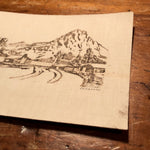 John L. Clarke Linoleum Print of Mountain Scene | Signed