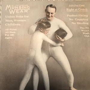 Munsingwear Advertising Sign on Cardboard - 1920s - Rare Football Theme - Unusual Antique Underwear Advert - Pigskin Collectible