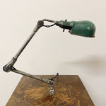 Vintage Fostoria Task Light from 1940s - Industrial Decor - Machinist Age Articulating Table Lights - Cool Task Lighting - Green Shade