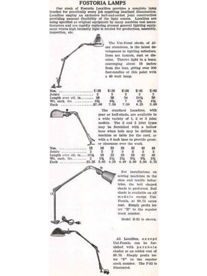 1940s ad for Fostoria Localite Lamp