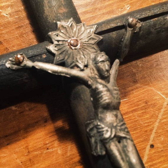 Christ figure from Antique Primitive Crucifix with Skull and Crossbones from 1800s