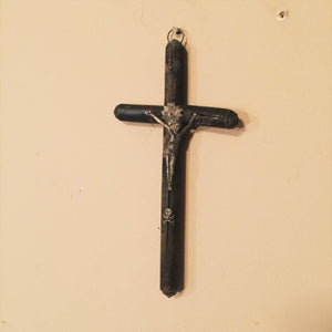 Antique Primitive Crucifix with Skull and Crossbones 