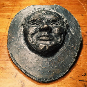 Creepy Metal Head Face Sculpture - Death Mask? - Vintage - Plate - Emblem - Halloween - Macabre