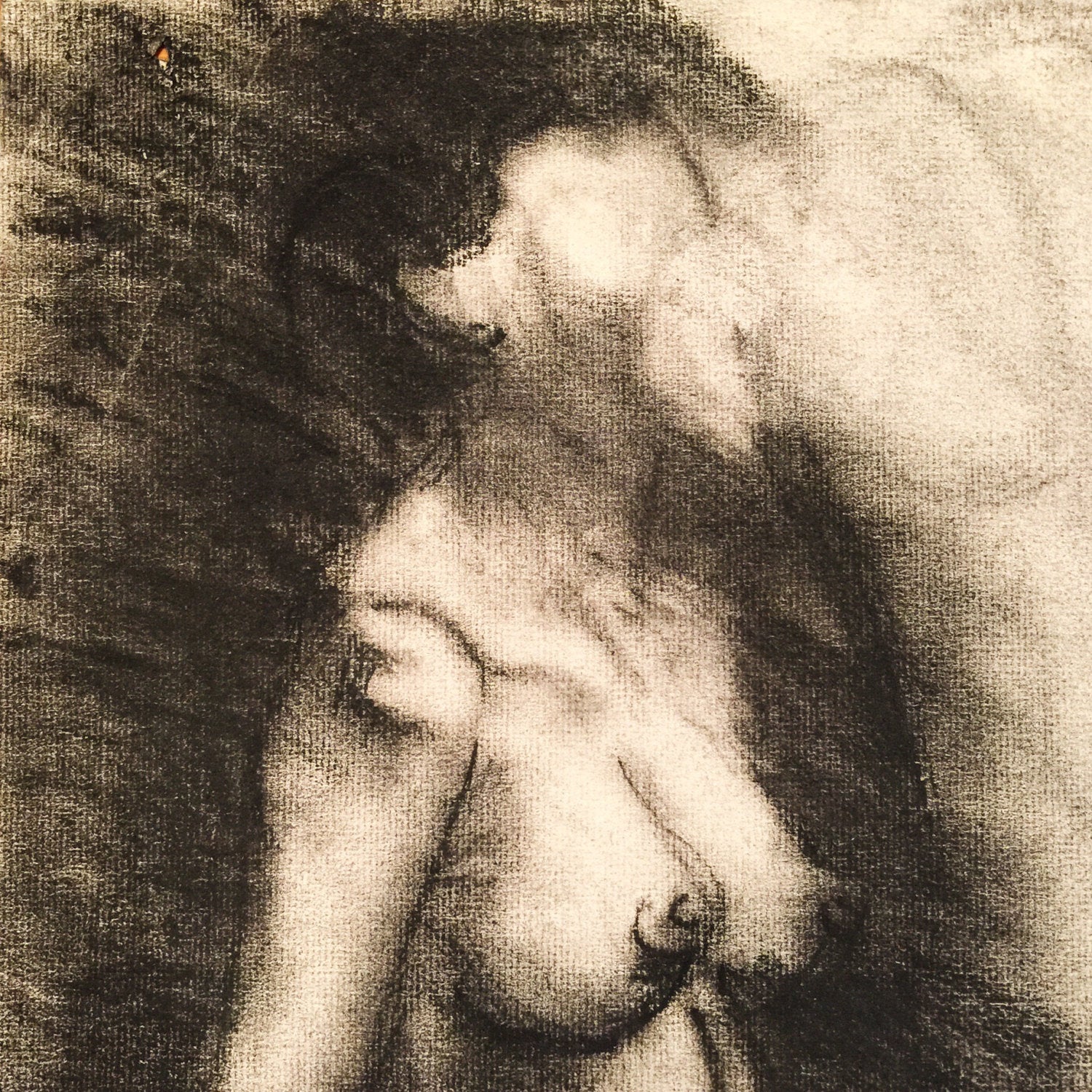 Surreal Nude Charcoal Drawing of Woman - Signed - 1960s - Large - Modernist - Unusual - Vintage - Futurist