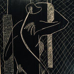 Vintage Nude Scratchboard Art Piece - 1953 - Signed Monogram - "P.A.S." - Mystery Artist - Scratch Art - Deco - Unframed