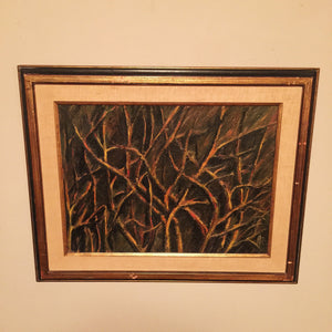 Vintage Abstract Oil Painting - 1962 - Signed Monogram - Mystery Artist - New York - Haunting - Framed
