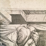 Enea Vico Engraving Print after Parmigianino - Venus and Vulcan - Censored Version - Late 1500's  - Rare