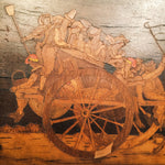 Pyrography Wood Burning of Carriage, Horse, Mob and Whip - Pyrography Art - Flemish? - Mystery artist - Turn of the Century - Antique