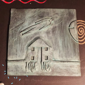 Jack McLean Bronze Wall Art Piece - Tile Art 0 1989 - Signed - Shadowbox Collage - Haunting - Ghost - Mixed Media