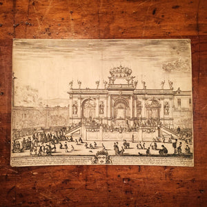 Stefano Della Bella Engraving Print - Le Reposoir du Saint Sacrament - 1648 - Rare - Old Master - Corpus Christi Day - Palais Royale - Paris
