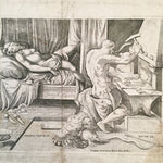 Enea Vico Engraving Print after Parmigianino - Venus and Vulcan - Censored Version - Late 1500's  - Rare