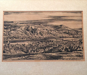 Franz Maria Jansen Woodcut of Rhine River - 1927 - Rare - Degenerate Art - Pencil Signed - Framed - Hein W. Heroth Munish stamp - Germany