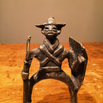 Vintage Bronze Warrior Sculpture - 1960s? - Mystery Artist - Bizarre - Spear - Joker - Shield