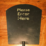 Vintage Crowd Control Metal Sign - Please Enter Here - Double Sided sign - Military? - 1970s - Vintage Wall Art