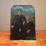 Large Tintype of Creepy Couple - Hand Painted - Full Plate - 10" x 7" - Vintage Photography - Antique Daguerreotype - Creepy Wall Decor