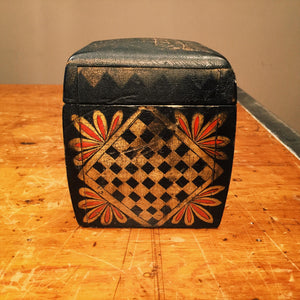 Vintage Hand Painted Wood Box - Checkers - Chess - Vintage Trinket Box