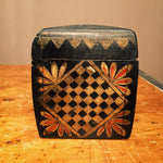 Vintage Hand Painted Wood Box - Checkers - Chess - Vintage Trinket Box