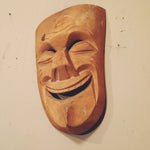 Creepy Comedy Tragedy Wood Masks - Hand Carved - Vintage Wall Art - Unusual Folk Art - Woodworking Art - Creepy wood masks