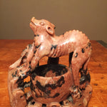 Vintage Chinese Soapstone Brush Holder Bowl - Fo Dog - Soapstone Carving - Chinese Antique Art