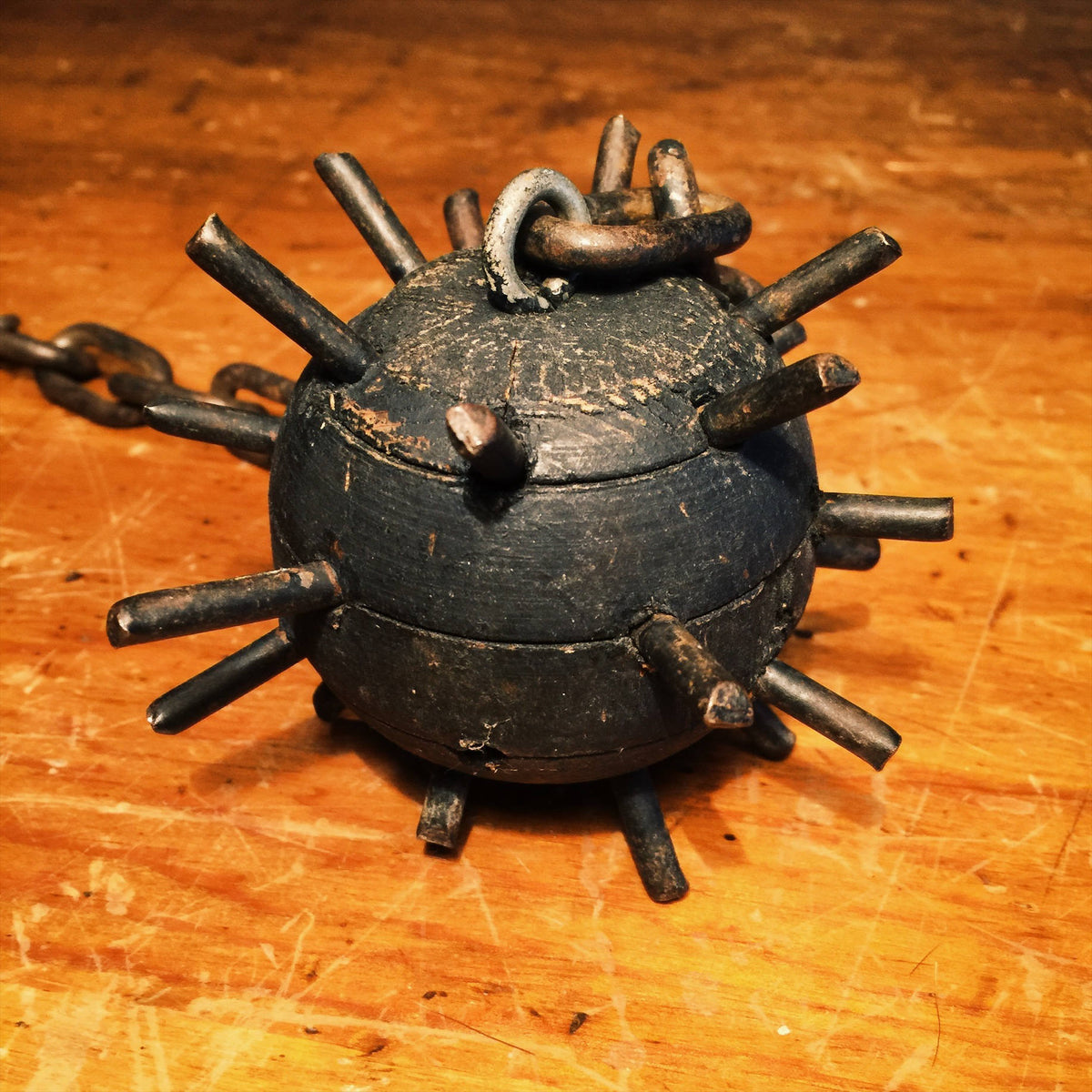 Vintage Folk Art Mace with Wood and Industrial Metal Chain – Mad Van ...
