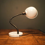 Vintage Industrial Gooseneck Desk Lamp - 1940s - White Accent Shade - Original Vintage Lighting - Industrial Lighting - Industrial Decor