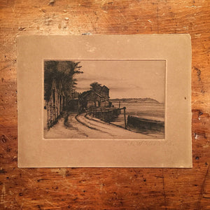 Catherine Maude Nichols Drypoint Etching - Signed - 1800s - British Artist - Seafront Scene - Norwich Artist - 19th Century British Etching