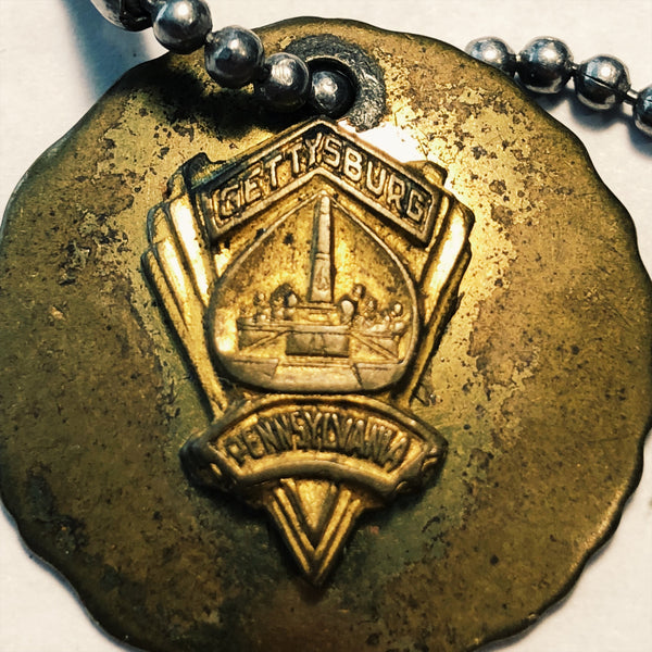 Antique Brass Gettysburg Medallion Pendant with Art Deco Design