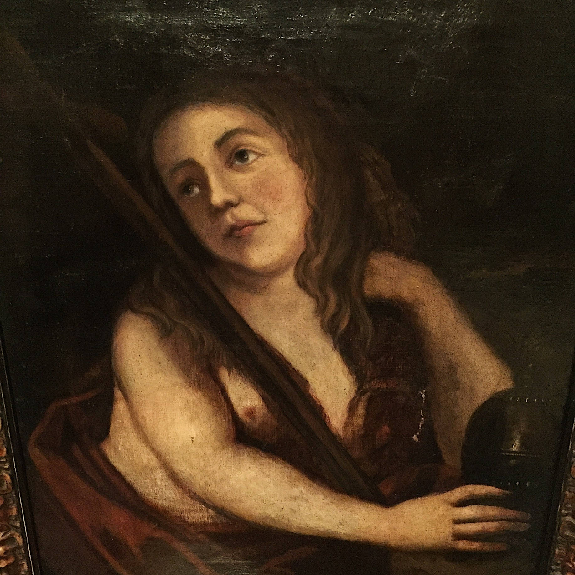 Old Master Painting of Woman - 19th Century - French ? - Oil on Canvas - Ornate Wood Frame - Nude Painting - 1800s - Mystery Artist