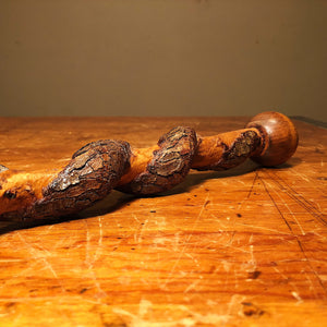 Antique Snake Walking Cane with Knob Top - Early 1900s? -Antique Folk Art Walking Stick - Snakeskin Cane - Folk Art Walking Sticks
