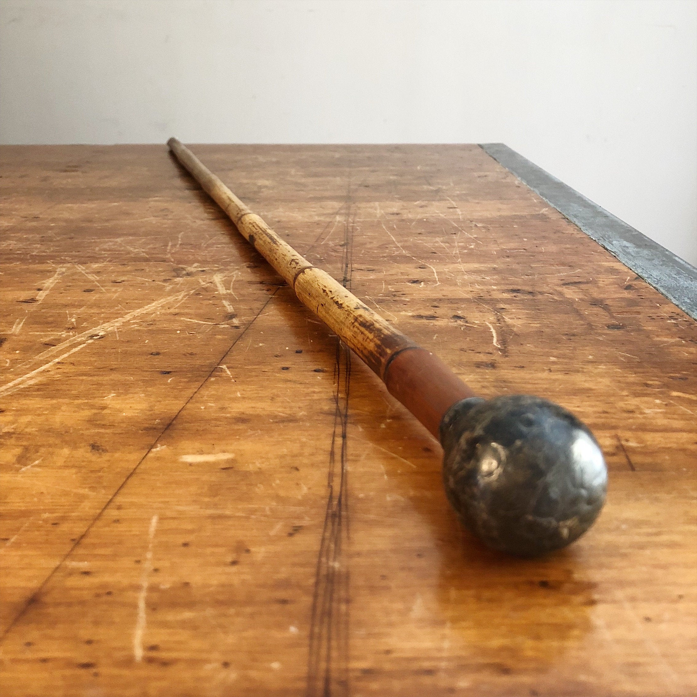 Antique Silver Walking Cane with Bamboo Shaft - British - London 1886 - Hallmarked - Sterling Silver Marks - Victorian Cane - Peaky Blinders