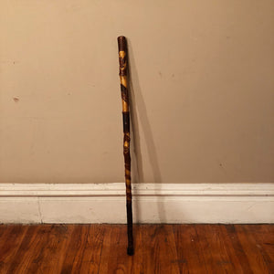 American Folk Art Walking Cane of Flag and Eagle - Early 1900s? - Antique Folk Art Walking Stick - American Flag with Pole - Rare Carving