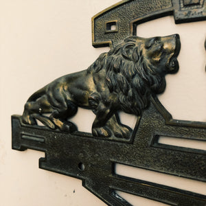 Antique Cast Iron Lion Decal - Antique Bank Advertisement? -