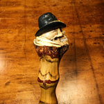 Steven Stikks Skull Walking Cane - No. 325 - 1990s - Old West Soldier - Hand Carved Walking Stick - Signed Stevie Stikks - Skeleton Skull