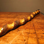 Steven Stikks Skull Walking Cane - No. 325 - 1990s - Old West Soldier - Hand Carved Walking Stick - Signed Stevie Stikks - Skeleton Skull