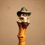 Steven Stikks Skull Walking Cane - No. 325 - 1990s - Old West Soldier - Hand Carved Walking Stick - Signed Stevie Stikks - Skeleton Skull