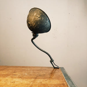 Vintage Industrial Gooseneck Clamp Light - 1940s? - Original Machinist Lamp with Unique Bracket - Industrial Decor - Accent Lighting