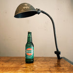 Vintage Industrial Gooseneck Clamp Light - 1940s? - Original Machinist Lamp with Unique Bracket - Industrial Decor - Accent Lighting