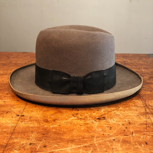 Vintage Saks Fifth Avenue Fedora Hat - Gray Felt Wide Brim - Size 7 1/3? -